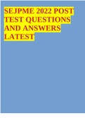 SEJPME 2022 POST TEST QUESTIONS AND ANSWERS LATEST