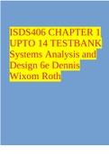 ISDS406 CHAPTER 1 UPTO 14 TESTBANK Systems Analysis and Design 6e Dennis Wixom Roth