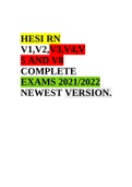 HESI RN V1,V2,V3,V4,V 5 AND V8 COMPLETE EXAMS 2021/2022 NEWEST VERSION.