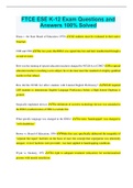 FTCE ESE K-12 Exam Questions and Answers 100&percnt; Solved