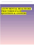 ATI PN MENTAL HEALTH 2022 PROCTORED EXAM QUESTIONS & ANSWERS (LATEST UPDATE. RANKED A+)