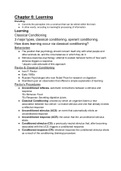 Class notes Chapter 6&colon; Learning PSY 100 &lpar;PSY100&rpar; Introduction to Psychology James W&period; Kalat