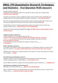 BMAL 590 Quantitative Research Techniques and Statistics    Test Question With Answers