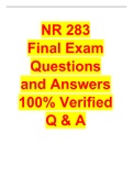 NR 283 Final Exam Questions and Answers100% Verified Q & A