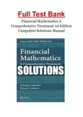 Financial Mathematics A Comprehensive Treatment 1st Edition Campolieti Solutions Manual