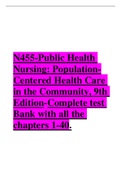 N455-Public Health Nursing: Population-Centered Health Care in the Community, 9th Edition-Complete test Bank with all the chapters 1-46.