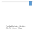 Test Bank for Sadava 10th edition Life: The Science of Biology