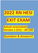 2022 RN HESI EXIT EXAM Actual screenshots Version 1 (V1) – All 160 Questions & Answers!! 