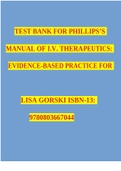TEST BANK FOR PHILLIPS’S MANUAL OF I.V. THERA- PEUTICS: EVIDENCE-BASED PRACTICE FOR LISA GORSKI ISBN-13: 9780803667044