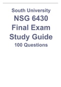South University NSG 6430 Final Exam Study Guide (2022-2023) (100 Questions).