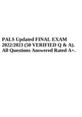 PALS Updated FINAL EXAM 2022&sol;2023 &lpar;50 VERIFIED Q & A&rpar;&period; All Questions Answered Rated A&plus;&period;
