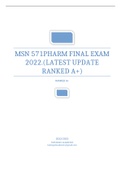 MSN 571PHARM FINAL EXAM 2022.(LATEST UPDATE RANKED A+)