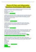 Pharm ATI Pain and Inflammation Questions And Answers 2022 Latest