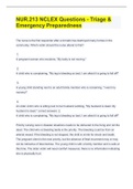 NUR&period;213 NCLEX Questions - Triage & Emergency Preparedness