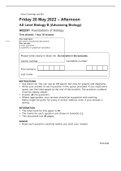 AS Level Biology B &lpar;Advancing Biology&rpar; H022&sol;01 Foundations of biology