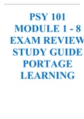 PSY 101 MODULE 1 - 8 EXAM REVIEW STUDY GUIDE PORTAGE LEARNING