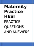 Maternity Practice HESI PRACTICE QUESTIONS AND ANSWERS