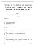 Test Bank for Ethics and Issues in Contemporary Nursing 3rd Canadian Edition by Margaret A&period; Burkhardt&comma; Nancy Walton&comma; Alvita Nathaniel