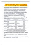 California Ambulance Driver Certificate Exam Study Questions and Answers UPDATED 2024