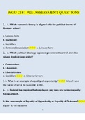 WGU C181 Survey of United States Constitution and Government Pre Assessment Questions and Answers 2022&sol;2023&vert; Verified Answers