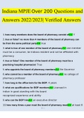 Indiana MPJE Exam Practice Questions 2022/2023 | Consisting Of 240 Questions With Verified Answers From Experts