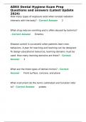 ADEX Dental Hygiene Exam Prep Questions and answers &lpar;Latest Update 2024&rpar;