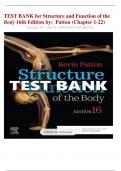 TEST BANK for Structure and Function of the Body 16th Edition by&colon; Patton &lpar;Chapter 1-22&rpar;&vert;&vert;NEW  EDITION