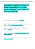 COMEDY DRIVING EXAM WITH ACTUAL QUESTIONS AND CORRECTLY  WELL DEFINED ANSWERS LATEST 2024 &ndash; 2025  ALREADY GRADED A&plus;   