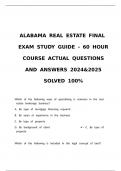 ALABAMA REAL ESTATE FINAL EXAM STUDY GUIDE - 60 HOUR COURSE ACTUAL QUESTIONS AND ANSWERS
