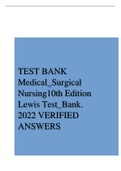 TEST BANK Medical_Surgical Nursing10th Edition Lewis Test_Bank. 2022 VERIFIED ANSWERS 