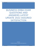 BUSINESS EMBA EXAM QUESTIONS AND ANSWERS LATEST UPDATE 2022 ASSURED 