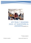 ATI TEAS 7 READING 2022; 47 QUESTIONS & ANSWERS