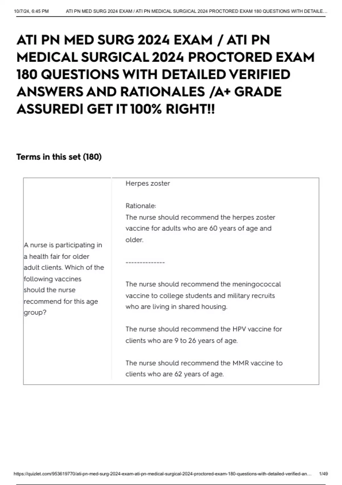 ATI PN MED SURG 2024 EXAM / ATI PN MEDICAL SURGICAL 2024 PROCTORED EXAM ...