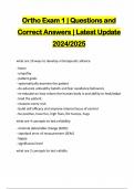 Ortho Exam 1 &vert; Questions and Correct Answers &vert; Latest Update 2024&sol;2025