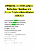 Orthopedic Test review Surgical Technology &vert; Questions and Correct Solutions &vert; Latest Update 2024&sol;2025
