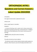 ORTHOPAEDIC INTRO &vert; Questions and Correct Answers &vert; Latest Update 2024&sol;2025