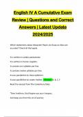 English IV A Cumulative Exam Review &vert; Questions and Correct Answers &vert; Latest Update 2024&sol;2025