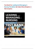 Test Bank for Leading and Managing in Nursing 7th Edition by Yoder Wise &lpar;chapters 1-30&rpar; complete