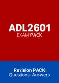 Summary ADL2601  EXAM PACK  2022 REVISION Questions. Answers