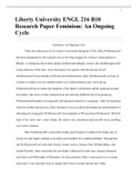 Liberty University ENGL 216 B10 Research Paper Feminism: An Ongoing Cycle