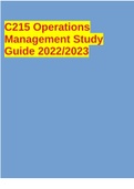 C215 Operations Management Study Guide 2022/2023