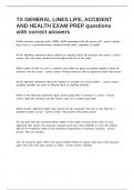 TX GENERAL LINES LIFE&comma; ACCIDENT AND HEALTH EXAM PREP questions with correct answers