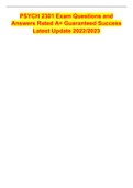 PSYCH 2301 Exam Questions and Answers Rated A&plus; Guaranteed Success Latest Update 2022&sol;2023