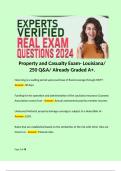 Property and Casualty Exam- Louisiana&sol; 250 Q&A&sol; Already Graded A&plus;