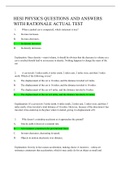 HESI PHYSICS QUESTIONS AND ANSWERS WITH RATIONALE ACTUAL TEST