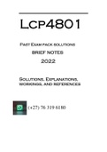 LCP4801 - PAST EXAM PACK SOLUTIONS & BRIEF NOTES - 2022