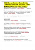 HESI Comprehensive Exam 2 with 189questions and Answers latest update 2024&sol;2025 RATED A&plus; 