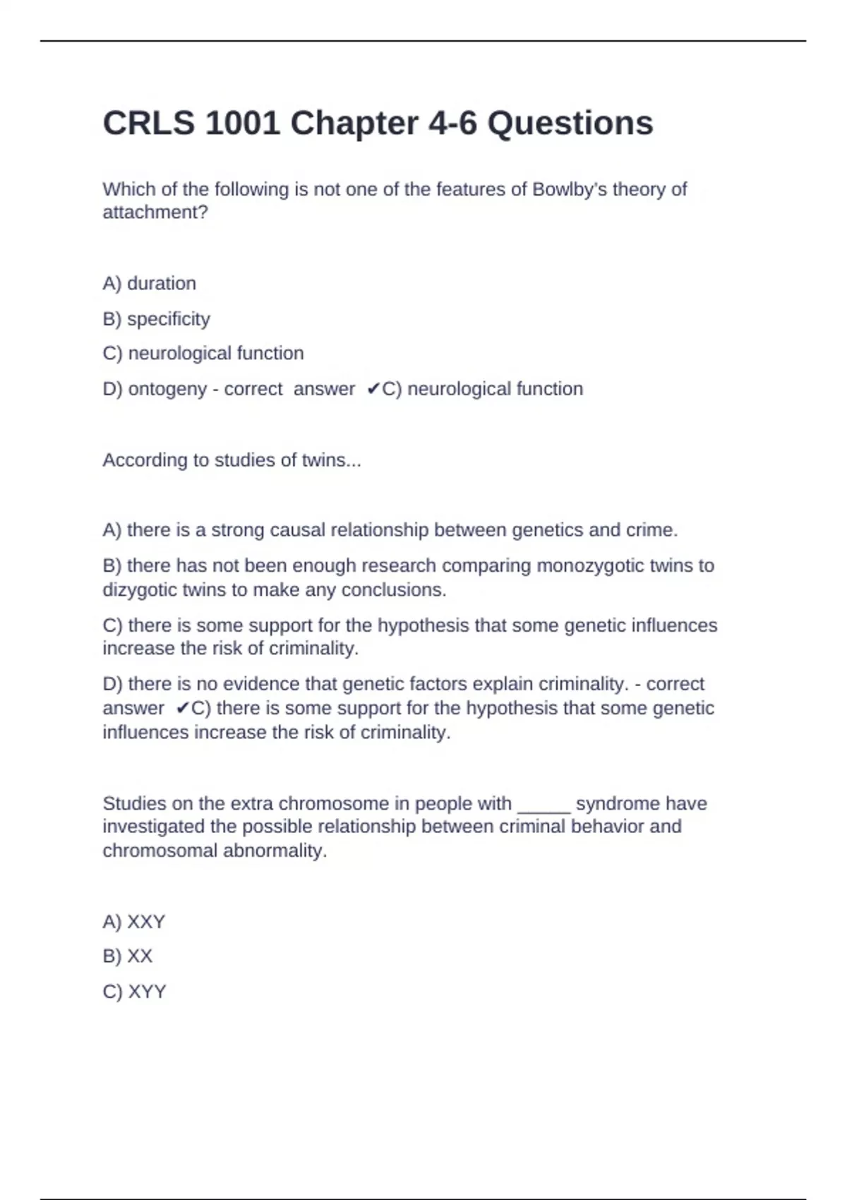 CRLS 1001 Chapter 4 Question and answers correctly solved 2024/2025 ...