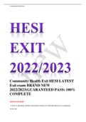 Community Health Exit HESI LATEST Exit exam BRAND NEW 2022/2023(GUARANTEED PASS) 100% COMPLETE