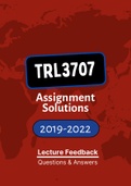 TRL3707 - Assignment Tut201 feedback (Questions & Answers) (2019-2022)